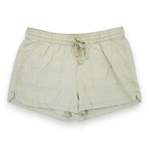 J Crew Re-Imagined Elastic Waist Linen Blend Seaside Shorts Women's Medium Beige